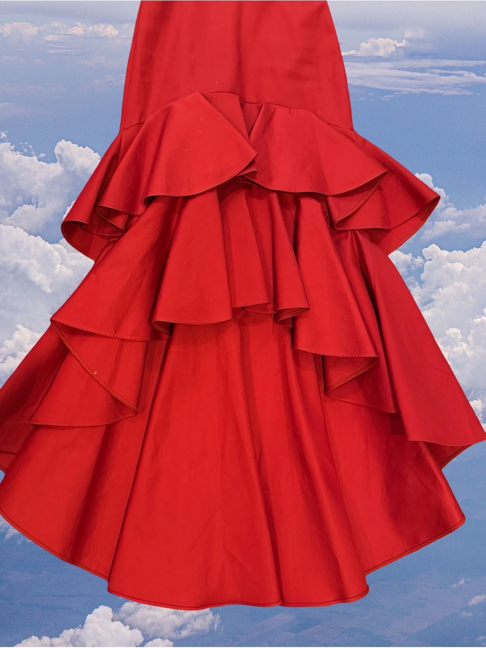 Alexis Red High-Low Ruffle Evening Dress - Picture 3 of 4